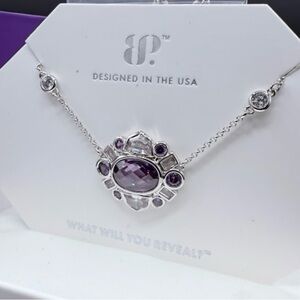 Edge Silver and Purple Gemstone Necklace